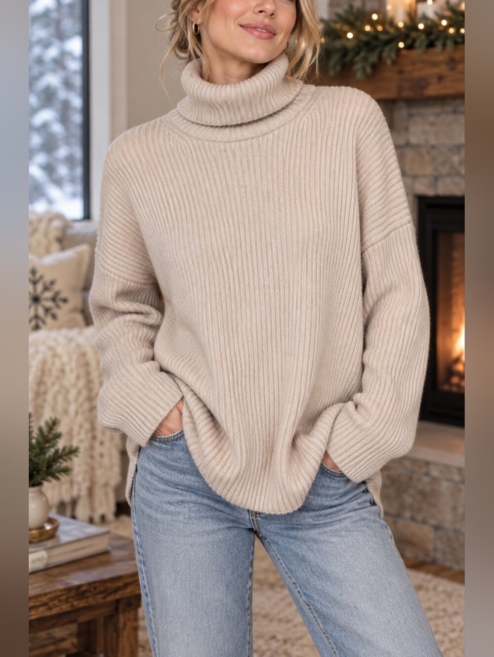 FWD Friday Ribbed Cowl Neck Sweater  Women's Size M